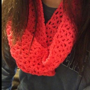INFINITY SCARF LOOP COWL HOT PInk handmade crochet